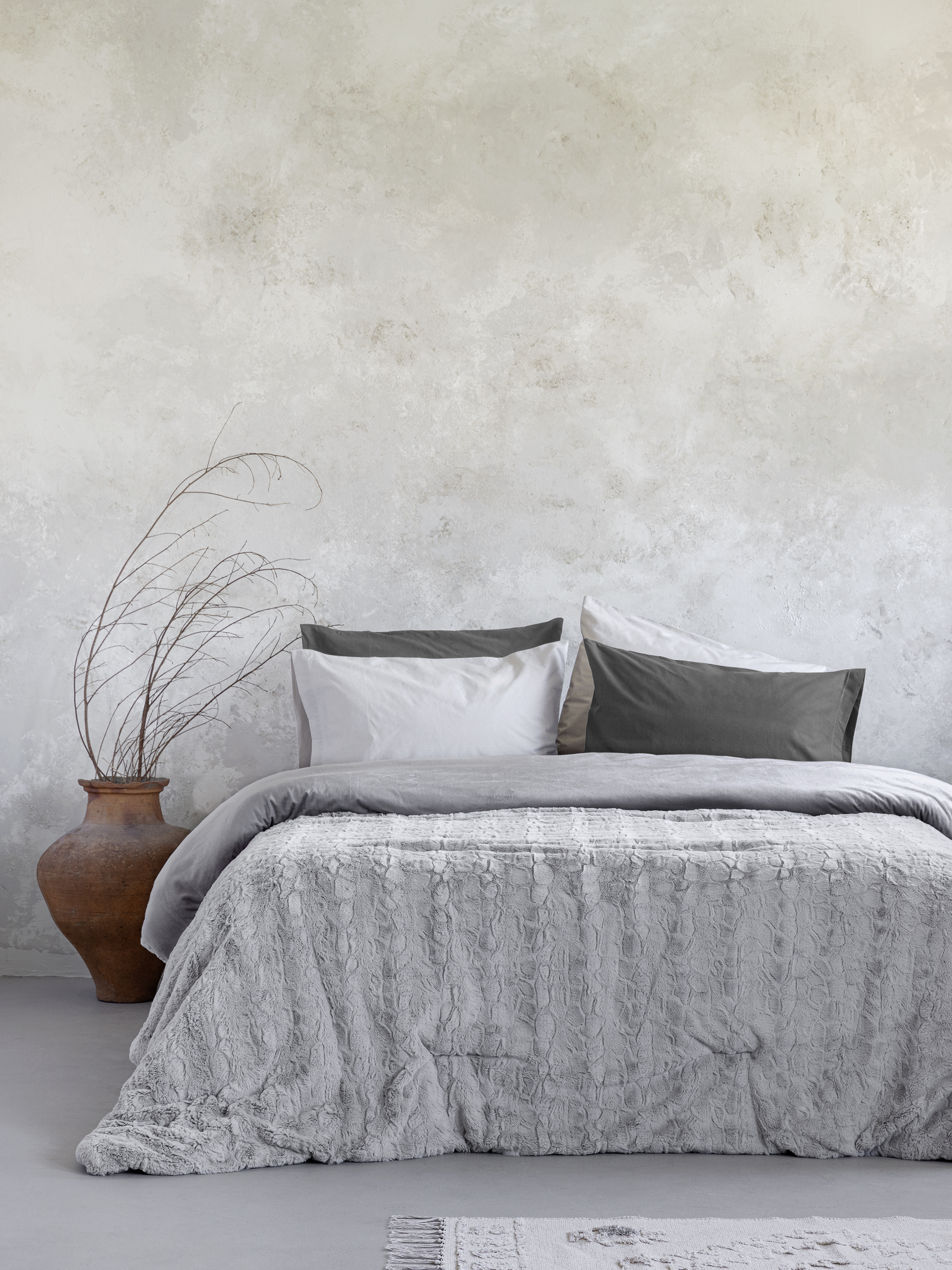 Κουβερτοπάπλωμα Υπέρδιπλο 220x240 Nima Home Velure Light Gray